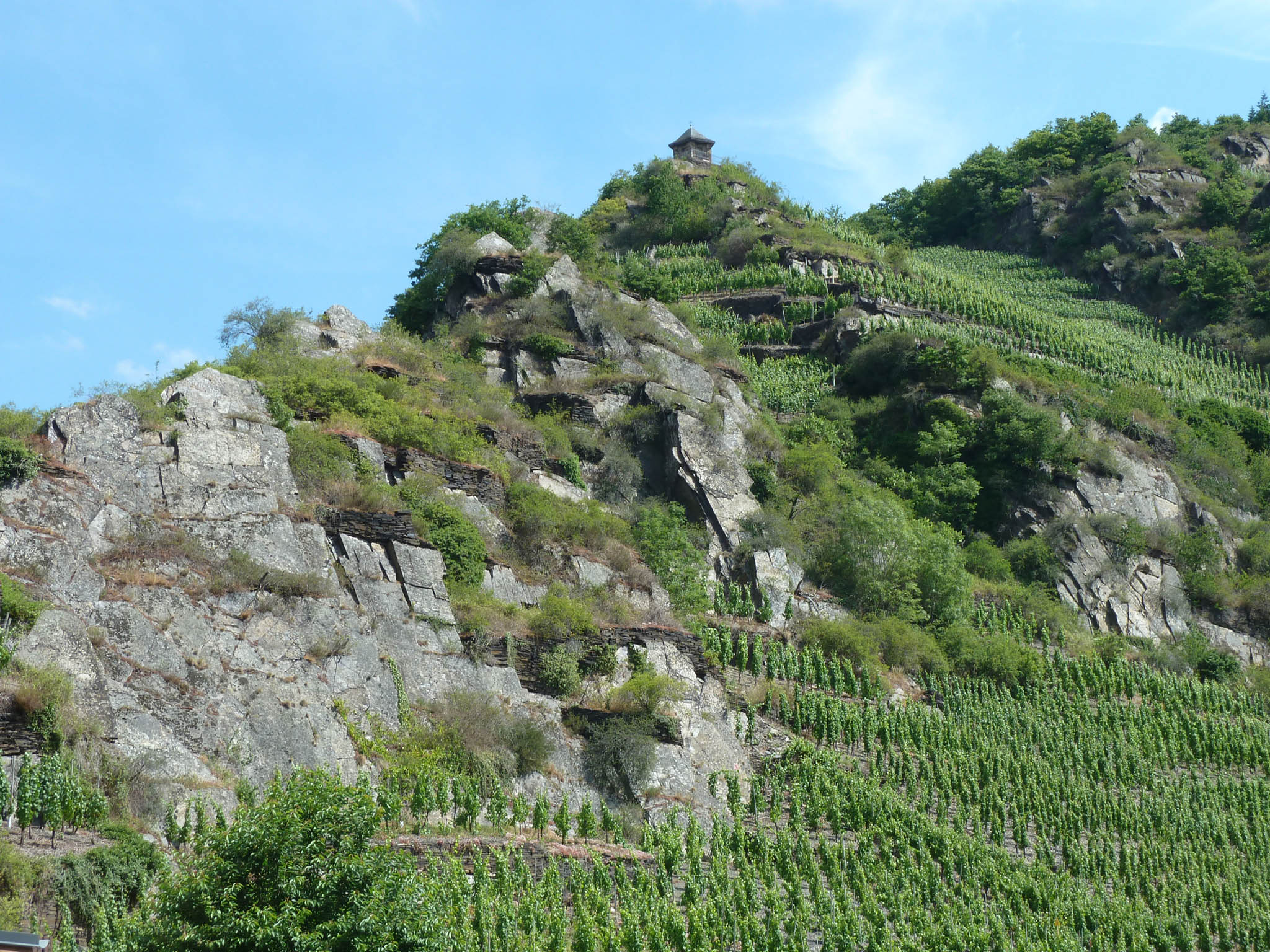 steile Berge und doch wird jedes Fleckchen für den Weinanbau ausgenutzt
